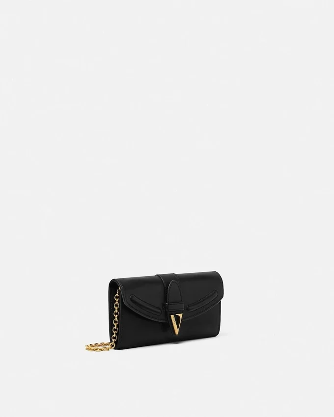 V Leather Wallet On Chain V Leather Wallet On Chain
