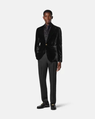 Velvet Single-Breasted Blazer