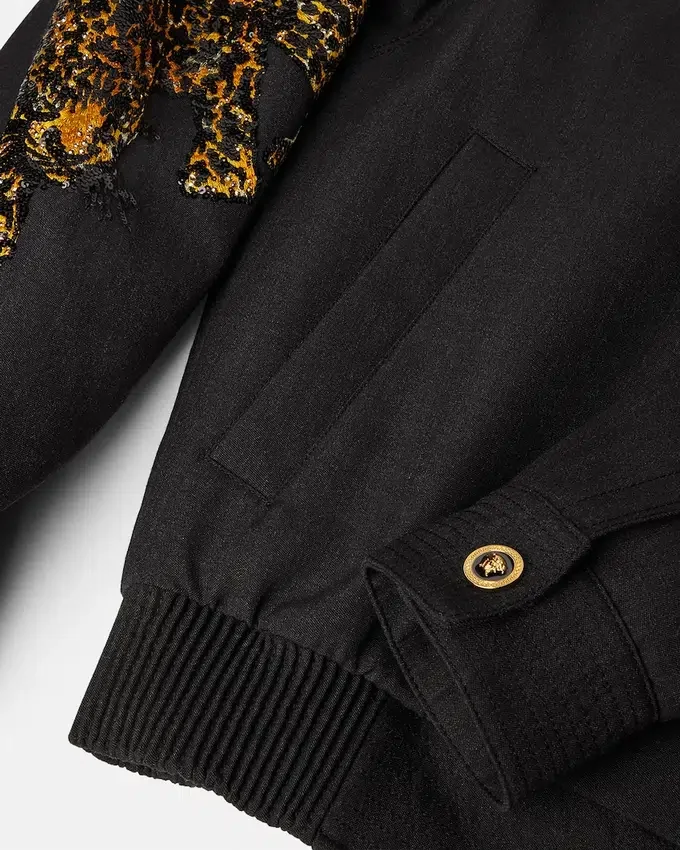 Versace Leopard Mélange Wool Blouson Jacket Versace Leopard Mélange Wool Blouson Jacket