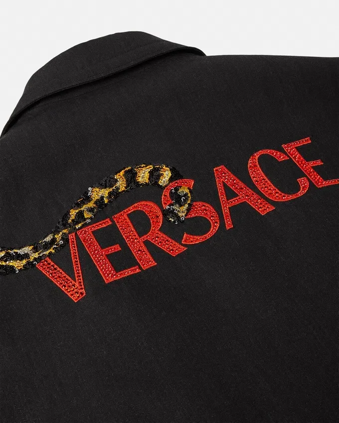 Versace Leopard Mélange Wool Blouson Jacket Versace Leopard Mélange Wool Blouson Jacket