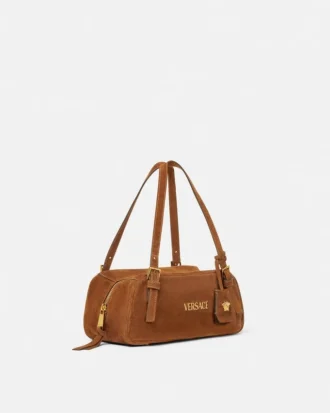 Versace Tag Suede Bowling Bag