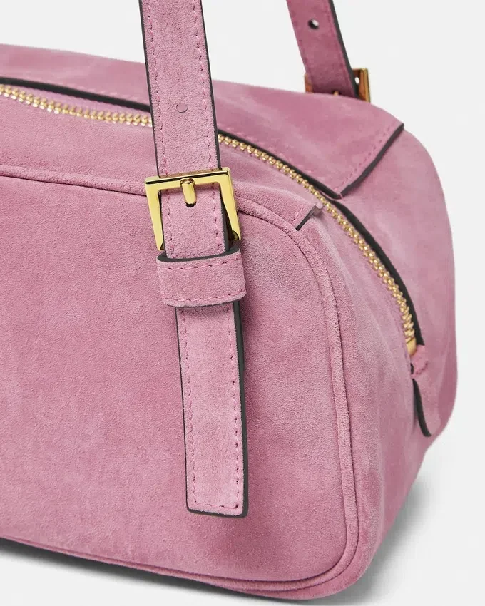 Versace Tag Suede Bowling Bag Versace Tag Suede Bowling Bag