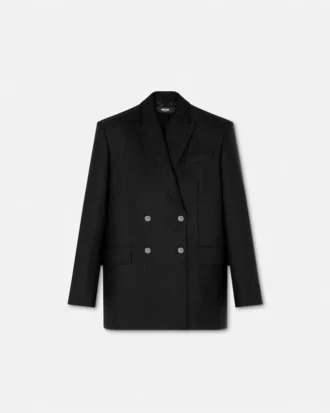 Wool Pinstripe Double-Breasted Blazer