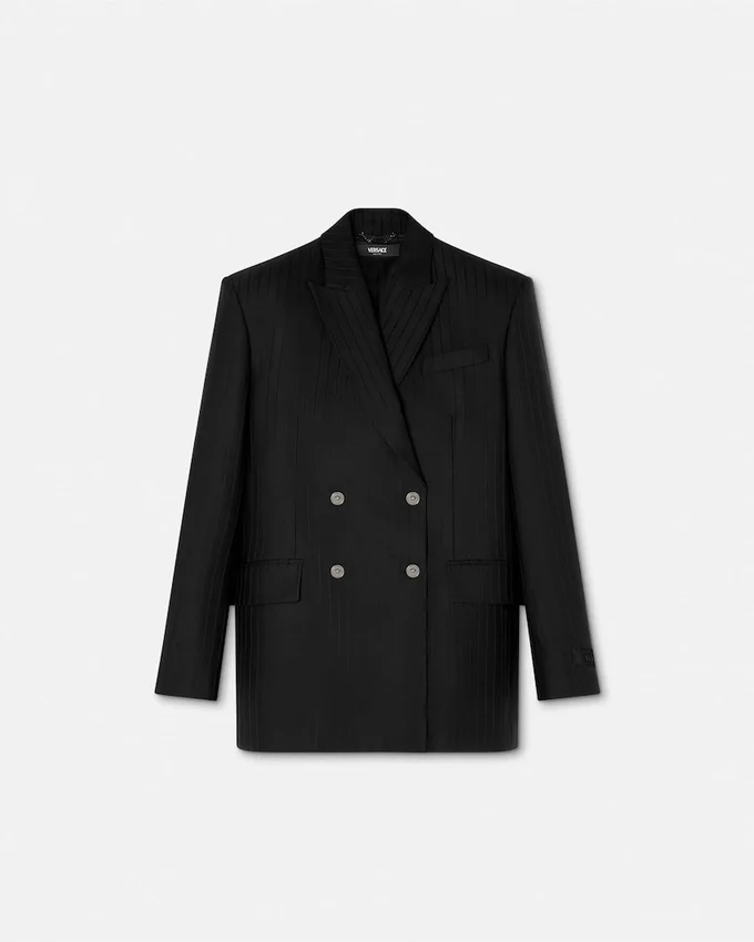 Wool Pinstripe Double-Breasted Blazer Wool Pinstripe Double-Breasted Blazer