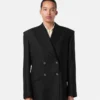 Wool Pinstripe Double-Breasted Blazer Wool Pinstripe Double-Breasted Blazer