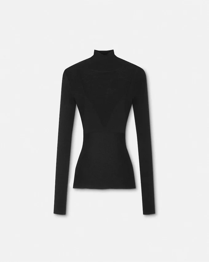 Wool Ribbed Knit Turtleneck Top Wool Ribbed Knit Turtleneck Top